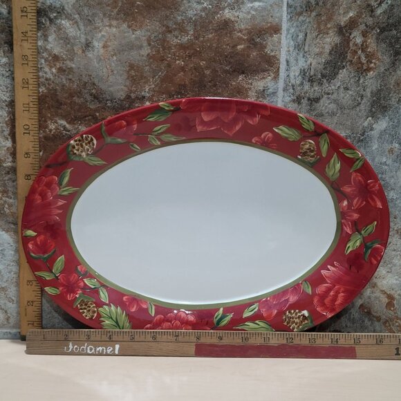 Royal Doulton Festive Home Red Green Oval Serving Platter 2004 - Picture 5 of 11
